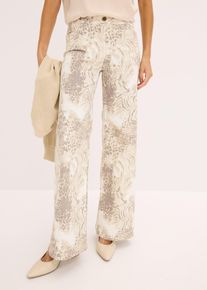 Wide Leg Hose aus Twill in beige | Grösse 48 | 97% Baumwolle | bonprix