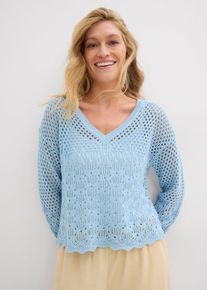 Leichter Ajour-Pullover in blau | Grösse 44/46 (L) | bonprix