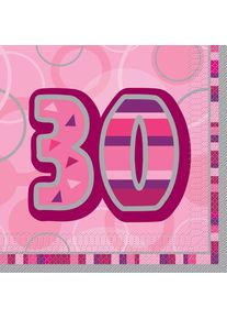 UNIQUE 16 Happy Pink Sparkling 30th Birthday Napkin 33cm