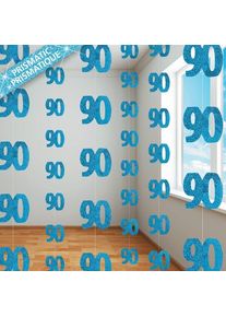 UNIQUE Happy Blue Sparkling 90th Birthday Hängedeko