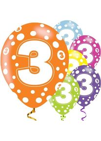 6 Fancy 3rd Birthday Luftballons 28cm