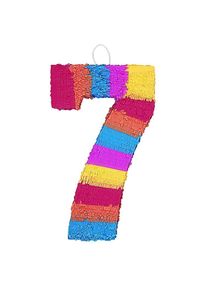 UNIQUE Kunterbunte Partyspaß Pinata Zahl 7