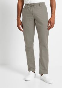 Regular Fit Chinohose aus luftigem Leinen-Mix Straight in grau, Grösse 64, bonprix