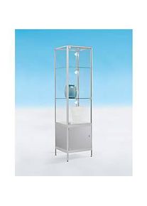 Staufachvitrine BST, Brandschutzklasse B1, 3 Fächer, 1 Staufach, abschliessbare Flügeltüren, B 500 x T 500 x H 1950 mm, Aluminium/Glas/Metall, silber
