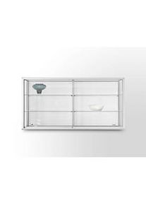 Wandvitrine BST, Brandschutzklasse B1, 6 Fächer, abschliessbare Schiebetüren, B 2020 x T 300 x H 1020 mm, Aluminium/Glas/Metall, silber-weiss