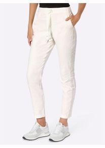 Heine Witt Damen Röhrenhose mit Crinkle-Effekt, ecru, Größe 38, 77% Viskose, 20% Polyamid, 3% Elasthan