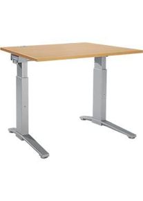 Schäfer Shop Schäfer Shop Genius Schreibtisch PLANOVA ergoSTYLE, C-Fuss, Rechteck, man. höhenverstellbar, B 1200 x T 800 x H 675-895 mm, Buche-Dekor/weissalu