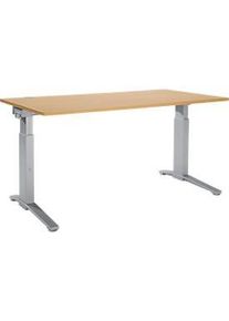 Schäfer Shop Schäfer Shop Genius Schreibtisch PLANOVA ergoSTYLE, C-Fuss, Rechteck, man. höhenverstellbar, B 1600 x T 800 x H 675-895 mm, Buche-Dekor/weissalu