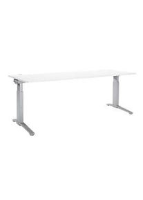 Schäfer Shop Schäfer Shop Genius Schreibtisch PLANOVA ergoSTYLE, C-Fuss, Rechteck, man. höhenverstellbar, B 2000 x T 800 x H 675-895 mm, weiss/weissalu