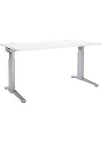 Schäfer Shop Schäfer Shop Genius Schreibtisch PLANOVA ergoSTYLE, C-Fuss, Rechteck, man. höhenverstellbar, B 1600 x T 800 x H 675-895 mm, weiss/weissalu