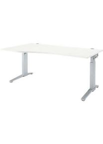 Schäfer Shop Schäfer Shop Genius Schreibtisch PLANOVA ERGOSTYLE, Ansatz links, manuell höhenverstellbar durch Imbusschlüssel, B 1800 mm, weiss/weissalu