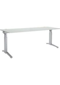 Schäfer Shop Schäfer Shop Genius Schreibtisch PLANOVA ergoSTYLE, C-Fuss, Rechteck, man. höhenverstellbar, B 2000 x T 800 x H 675-895 mm, lichtgrau/weissalu
