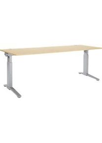 Schäfer Shop Schäfer Shop Genius Schreibtisch PLANOVA ergoSTYLE, C-Fuss, Rechteck, man. höhenverstellbar, B 2000 x T 800 x H 675-895 mm, Ahorn-Dekor/weissalu