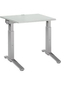 Schäfer Shop Schäfer Shop Genius Schreibtisch PLANOVA ergoSTYLE, C-Fuss, Rechteck, man. höhenverstellbar, B 800 x T 800 x H 675-895 mm, lichtgrau/weissalu