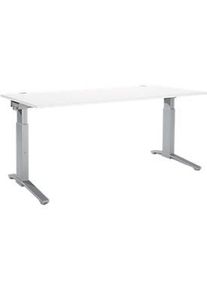 Schäfer Shop Schäfer Shop Genius Schreibtisch PLANOVA ergoSTYLE, C-Fuss, Rechteck, man. höhenverstellbar, B 1800 x T 800 x H 675-895 mm, weiss/weissalu
