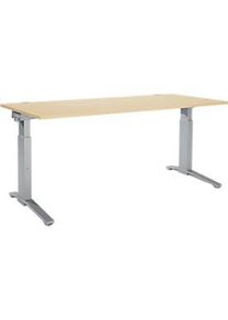 Schäfer Shop Schäfer Shop Genius Schreibtisch PLANOVA ergoSTYLE, C-Fuss, Rechteck, man. höhenverstellbar, B 1800 x T 800 x H 675-895 mm, Ahorn-Dekor/weissalu