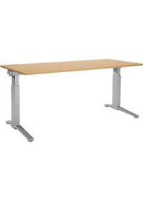 Schäfer Shop Schäfer Shop Genius Schreibtisch PLANOVA ergoSTYLE, C-Fuss, Rechteck, man. höhenverstellbar, B 1800 x T 800 x H 675-895 mm, Buche-Dekor/weissalu
