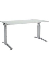 Schäfer Shop Schäfer Shop Genius Schreibtisch PLANOVA ergoSTYLE, C-Fuss, Rechteck, man. höhenverstellbar, B 1600 x T 800 x H 675-895 mm, lichtgrau/weissalu