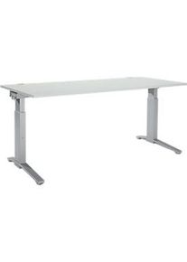 Schäfer Shop Schäfer Shop Genius Schreibtisch PLANOVA ergoSTYLE, C-Fuss, Rechteck, man. höhenverstellbar, B 1800 x T 800 x H 675-895 mm, lichtgrau/weissalu