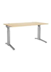 Schäfer Shop Schäfer Shop Genius Schreibtisch PLANOVA ergoSTYLE, C-Fuss, Rechteck, man. höhenverstellbar, B 1600 x T 800 x H 675-895 mm, Ahorn-Dekor/weissalu