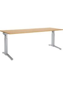 Schäfer Shop Schäfer Shop Genius Schreibtisch PLANOVA ergoSTYLE, C-Fuss, Rechteck, man. höhenverstellbar, B 2000 x T 800 x H 675-895 mm, Buche-Dekor/weissalu