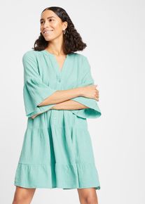 Tunika-Kleid aus reiner Baumwolle in grün, Grösse 38, 100% Baumwolle, bonprix