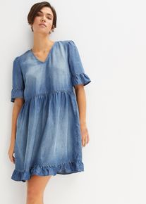 Jeanskleid mit Volants in blau, Grösse 42, bonprix