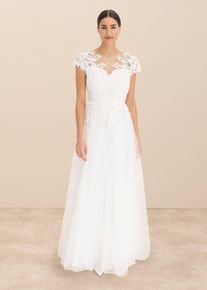Brautkleid aus zartem Tüll mit Spitze in weiss, Grösse 46, bonprix