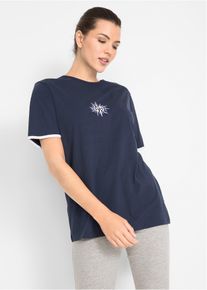 Shirt aus reiner Baumwolle in blau, Grösse 36/38 (S), 100% Baumwolle, bonprix