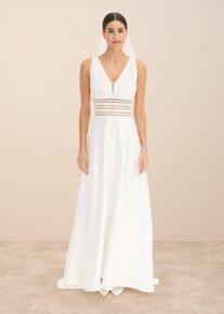 Brautkleid aus glänzendem Satin mit Spitze in weiss, Grösse 40, bonprix