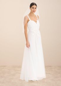 Brautkleid aus zartem Tüll mit Spitze in weiss, Grösse 42, bonprix