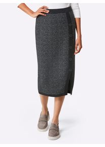 CREATION L PREMIUM Witt Damen Strickrock mit seitlicher Zierknopfleiste und Schlitz, graphit-grau-gemustert, Größe 22, 55% Wolle, 20% Polyamid, 20% Viskose, 5% Kaschmir
