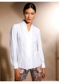 CREATION L PREMIUM Witt Damen Langarm-Bluse leicht glänzend, weiß, Größe 42, 70% Viskose, 30% Seide