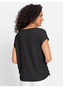 WITT Damen Rundhalsshirt mit seitlicher Raffung, schwarz, Gr&ouml;&szlig;e 44, 99% Polyester, 1% Elasthan