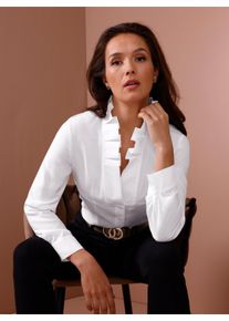 CREATION L PREMIUM Witt Damen Langarm-Bluse mit Taillierung, weiß, Größe 38, 70% Viskose, 30% Seide