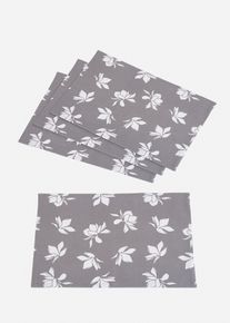 Tischset aus Bio Baumwolle mit Blumen Druck (4er Pack) in grau | 50x35 cm | 100% Baumwolle | bonprix