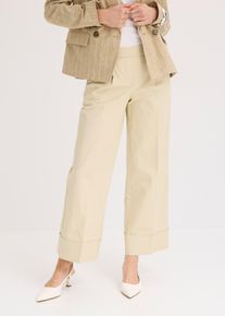 Bundfaltenhose aus Baumwollstretch in beige, Grösse 44, 97% Baumwolle, bonprix