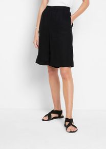 Bermudas aus Leinen-Viskose-Mix High-Waist in schwarz, Grösse 42, bonprix