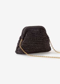 Strohumhängetasche in schwarz, Grösse Onesize, bonprix