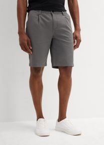 Regular Fit Stretch-Bermuda mit Bundfalte in grau, Grösse 60, 98% Baumwolle, bonprix
