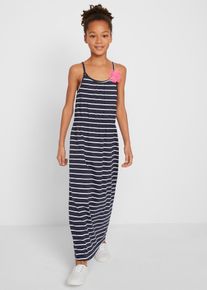 Mädchen Maxikleid mit Blume in blau, Grösse 158, 100% Baumwolle, bonprix