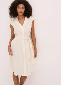 Blusenkleid mit Bindegürtel in weiss, Grösse 46, bonprix