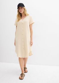 Blusenkleid aus softem Musselin in beige, Grösse 52, 100% Baumwolle, bonprix