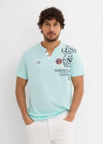 Henleyshirt Kurzarm aus reiner Bio-Baumwolle in blau, Grösse 68/70 (4XL), 100% Baumwolle, bonprix
