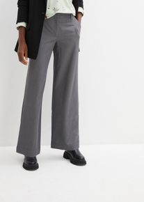 Bundfaltenhose mit hohem Bequembund in grau, Grösse 52, bonprix