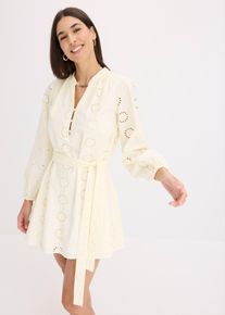 Blusenkleid aus reiner Bio-Baumwolle in weiss, Grösse 48, 100% Baumwolle, bonprix