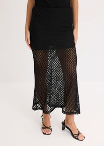 Maxirock mit Spitze in schwarz, Grösse 36, bonprix