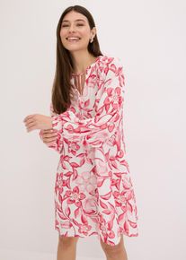 bedrucktes Tunika-Kleid aus fließender Viskose in weiss, Grösse 50, bonprix