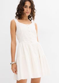Minikleid aus luftigem Leinen-Mix in weiss, Grösse 42, bonprix