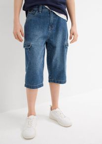 Jeans-Cargobermuda mit verstellbarem Bund Loose Fit in blau, Gr&ouml;sse 164, 100% Baumwolle, bonprix
